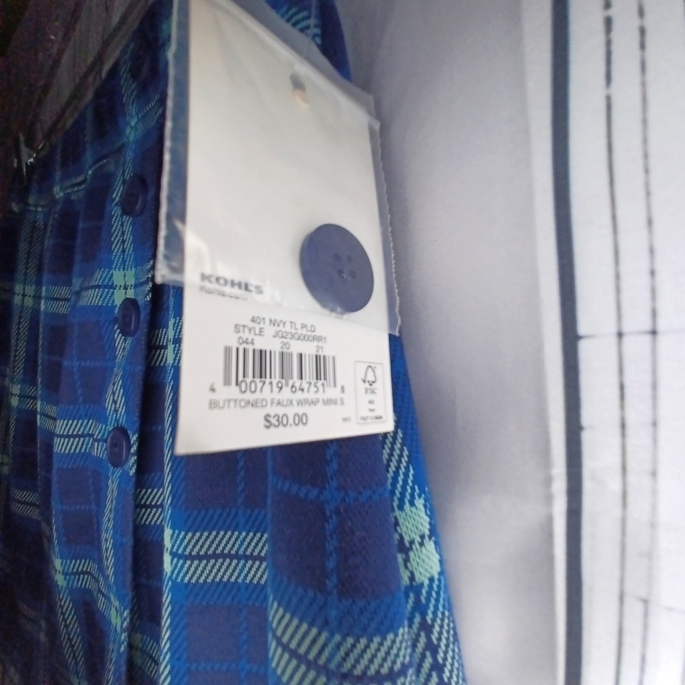 SO blue plaid buttoned faux wrap preppy 90’s Y2K schoolgirl mini skirt NWT - Picture 7 of 15